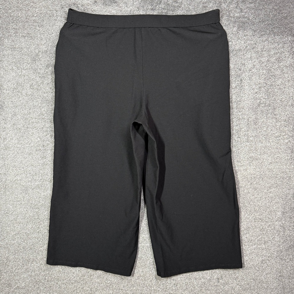 Eileen Fisher Pants Wide Leg Womens 18 Black Stretch Crepe Cropped - Picture 4 of 8
